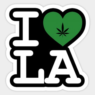 I Love LA Cannabis Medical Marijuana Pot Leaf Design Sticker